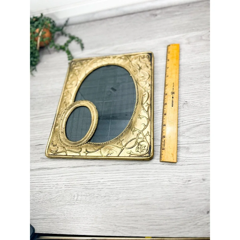 Vintage Faux Brass Picture Frame: Gold Ornate Trim, 6x9 Inch